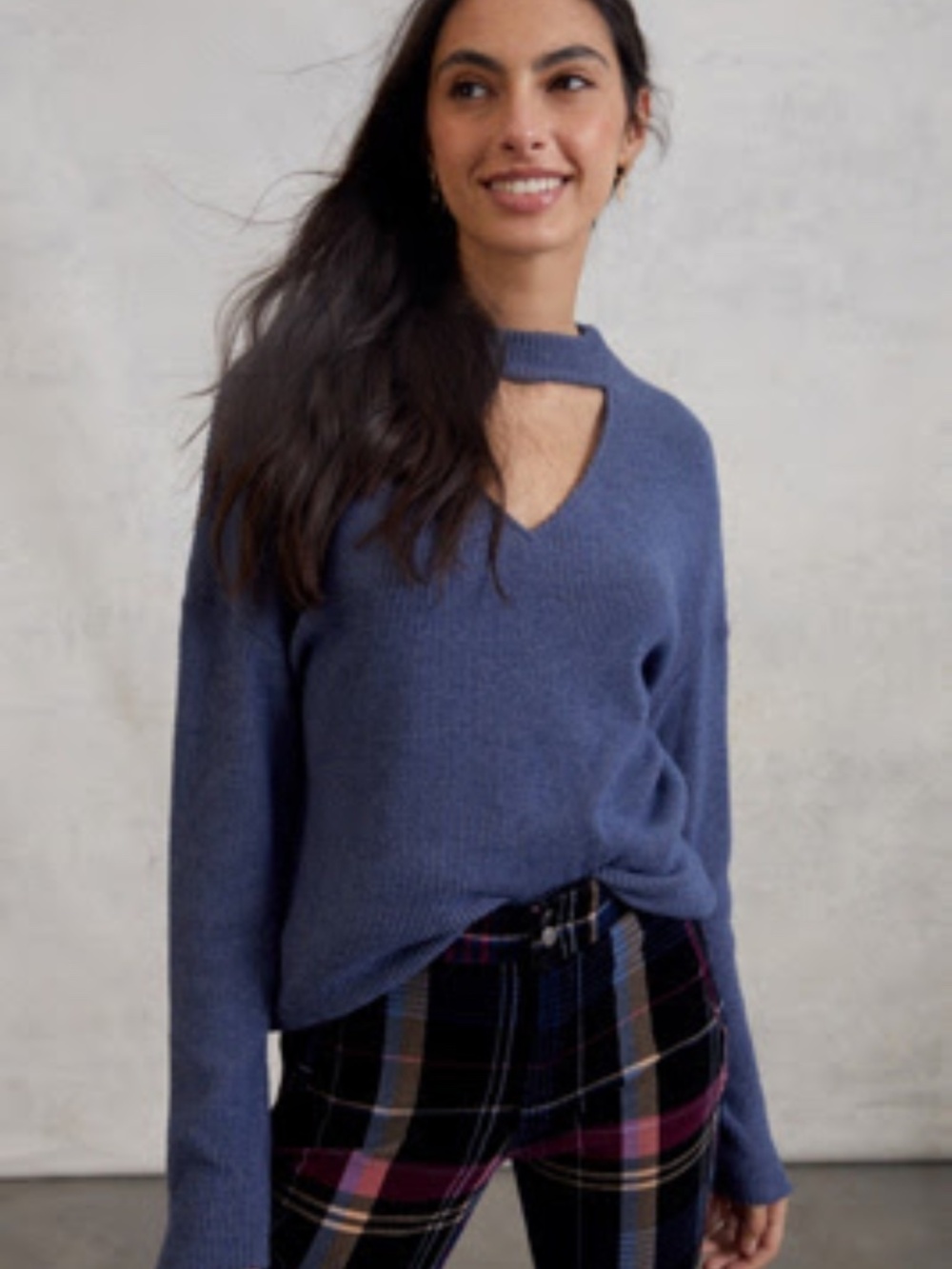 Anthropologie Cutout V-Neck Knit Sweater Medium